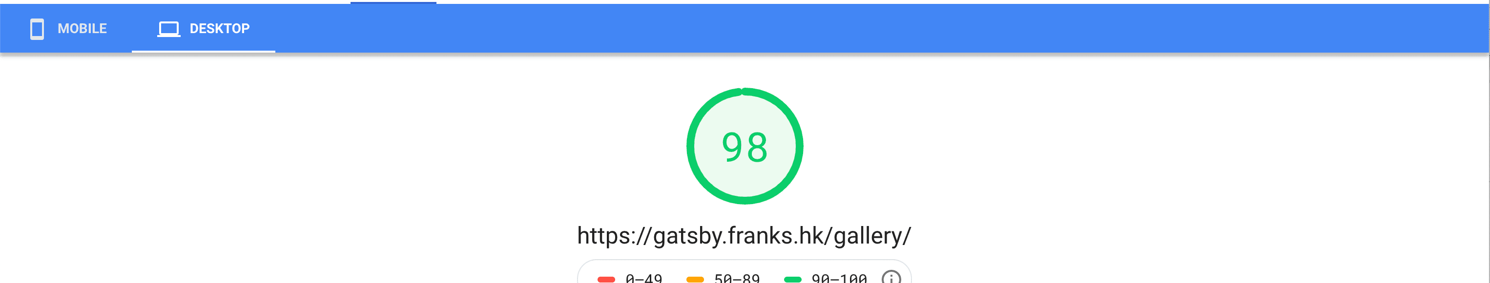 用Gatsby 改寫網站，Google Page Speed Insight 驚現98 的高分