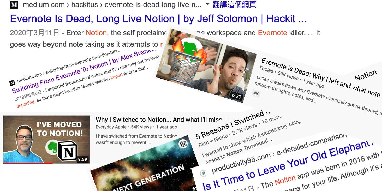 網上很多人都由 Evernote 轉投 Notion